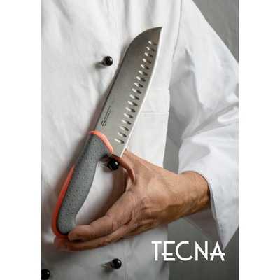 Ambrogio Sanelli Tecna Granton Santoku Knife - 180mm Black