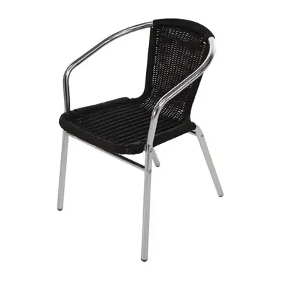 Bolero Aluminium & Black Wicker Chairs Black (Pack of 4)