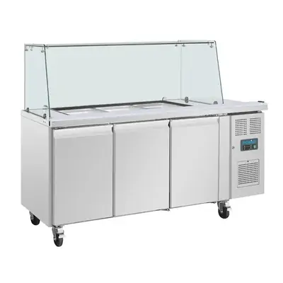 Polar UA018-A U-Series GN Counter Saladette with Square Sneeze Guard - 3 Door