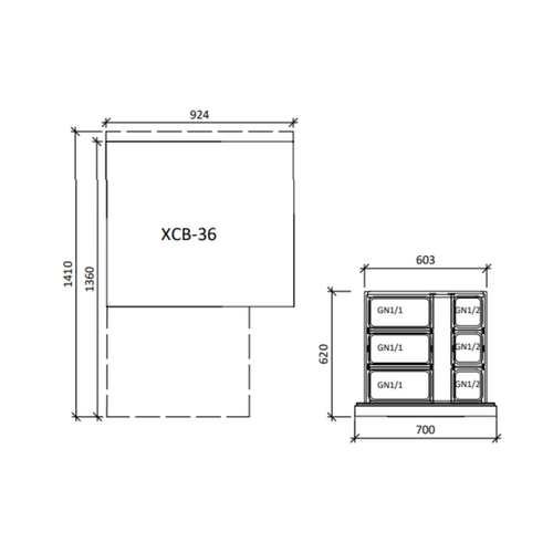 FED-X XCB-36 - Chef Base Refrigerated Drawer Bench 184 Litres