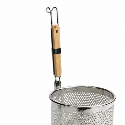 KK Flat Bottom Noodle Basket with Wooden Handle - 140mm - 078198