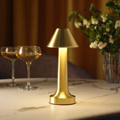 Tablekraft Helena Cordless LED Table Lamp 97x220mm - Brushed Brass - 1000100