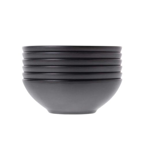 Coucou Melamine Serving Bowl 21.2cm - Grey & Black (Box of 6)  - 11BS21GY