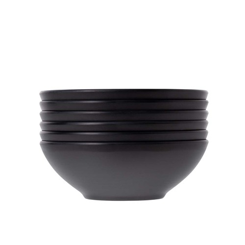 Coucou Melamine Serving Bowl 21.2cm - White & Black (Box of 6)  - 11BS21WB