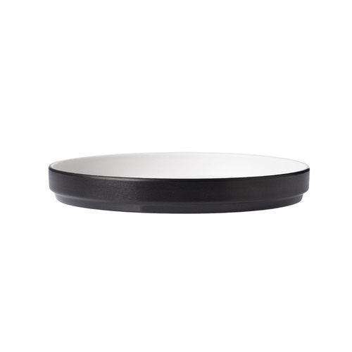 CouCou Dual Colour Round Edge Plate 20cm - White & Black - 11REP20WB