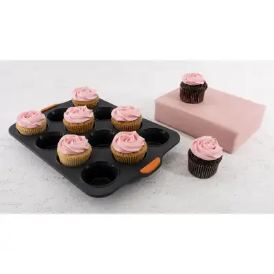 Bakemaster Reinforced Silicone 12 Cup Muffin Tray 355x240mm - 40130