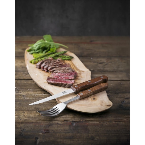Olympia Steak Fork Wooden Handle 190mm (Box of 12) - C137
