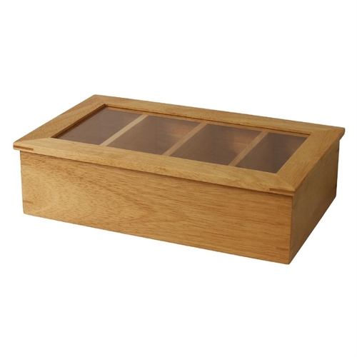 Olympia Tea Box with Lid 4 Compartment - 90x335x200mm 3.5x13x7.75" - CB808