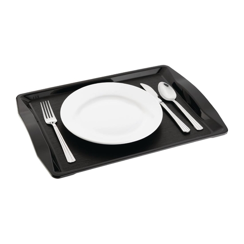 Olympia Kristallon Handled Fast Food Tray Black 430x305x25mm - CM940