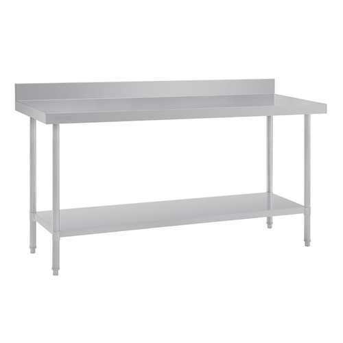 Vogue Premium Stainless Steel Table with Splashback 1500x600x900mm - DA340