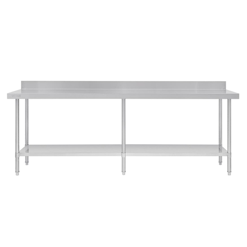 Vogue Premium Stainless Steel Table with Splashback - 2400 x 600 x 900mm - DA343