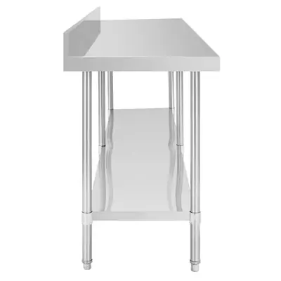 Vogue Premium Stainless Steel Table with Splashback 2400x600x900mm - DA343