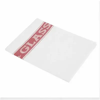 Linen Glass Cloth 760x510mm Red Border - E910