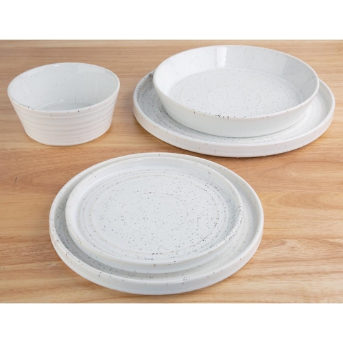 Olympia Cavolo White Speckle Flat Round Bowl 143mm (Box of 6) - FD900