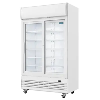 Polar GE581-A G-Series Sliding Door Upright Display Cooler/Fridge with Light Box 950Ltr - GE581-A