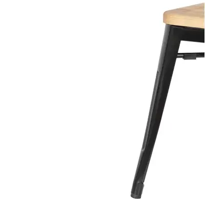 Bolero Low Metal Bar Stools with Wooden Seat Pad Black ( Pack of 4 ) - GM635