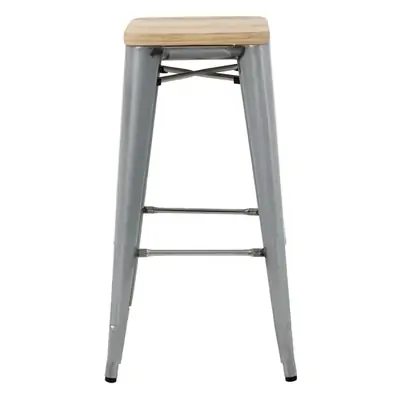 Bolero High Metal Bar Stools with Wooden Seat Pad ( Pack of 4 ) - GM638