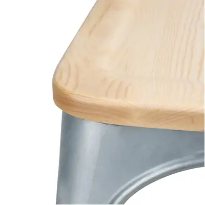 Bolero Galvanised Steel Dining Sidechairs with Wood Seat Pad ( Pack of 4 ) - GM642