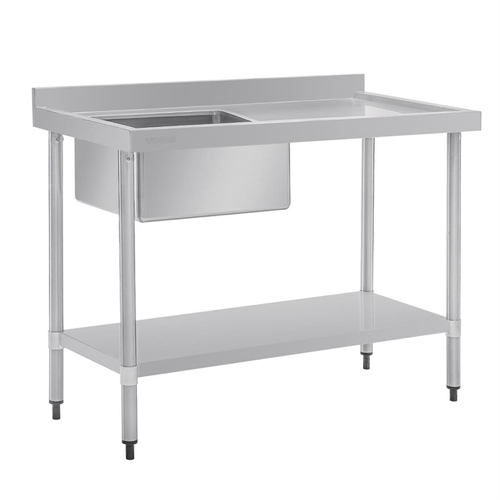 Vogue Single Bowl Sink R/H Drainer (90mm Drain) 1200mm - HC903