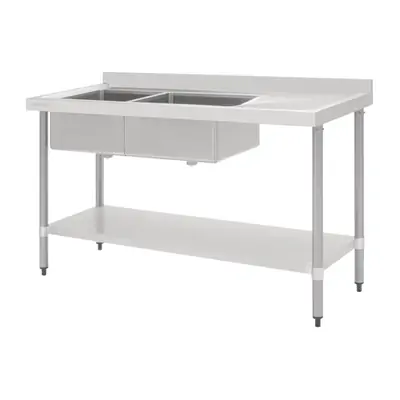 Vogue Double Bowl Sink R/H Drainer (90mm Drain) 1800mm  - HC907