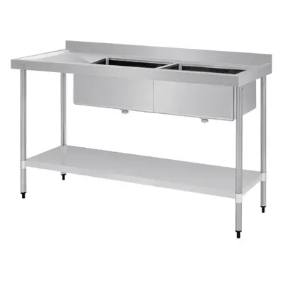 Vogue Double Bowl Sink L/H Drainer (90mm Drain) 1800mm - HC908
