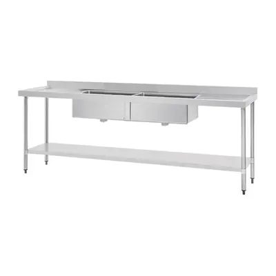Vogue Double Bowl Sink Double Drainer (90mm Drain) 2400mm - HC909