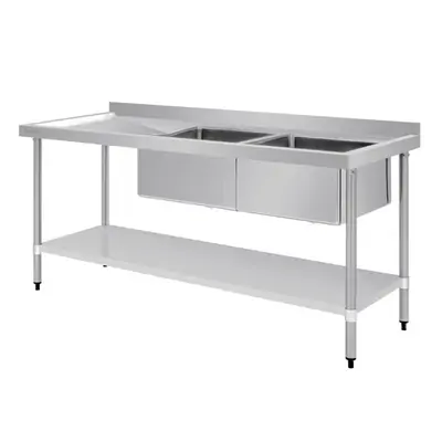 Vogue Double Bowl Sink L/H Drainer (90mm Drain) 1800x700mm - HC920