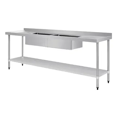 Vogue Double Bowl Sink Double Drainer (90mm Drain) 2400x700mm - HC921