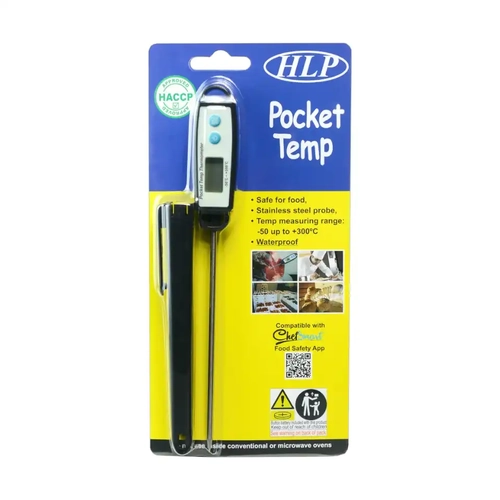 Pocket Temp Digital Probe Thermometer - Waterproof w/ Safety Cover - POCKETTEMP