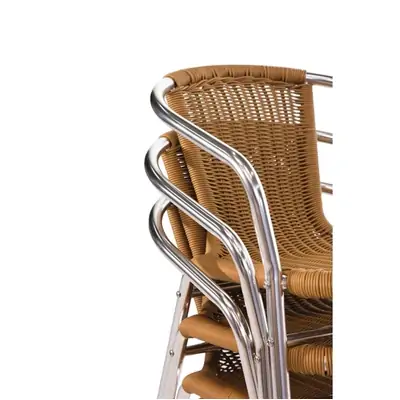 Bolero Aluminium & Natural Wicker Chair (Pack of 4) - U422