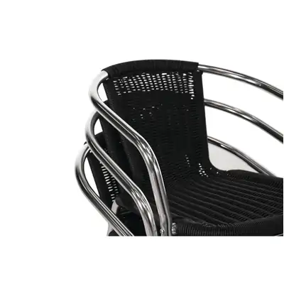 Bolero Aluminium & Black Wicker Chairs Black (Pack of 4) - U507
