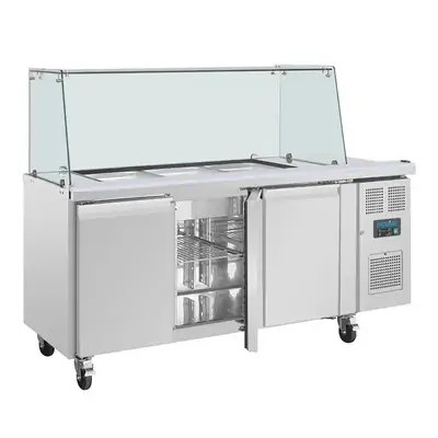 Polar UA018-A U-Series GN Counter Saladette with Square Sneeze Guard - 3 Door - UA018-A