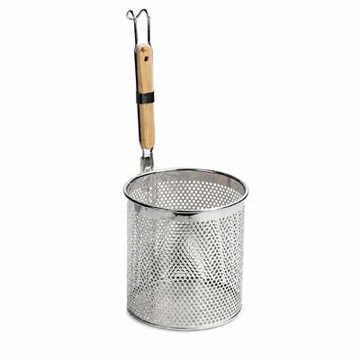 KK Flat Bottom Noodle Basket with Wooden Handle - 140mm - 078198