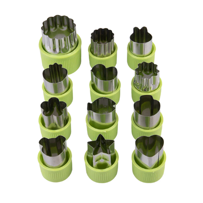Appetito Fruit & Vegetable Cutters Assorted Shapes Green - Set of 12 - 3624G