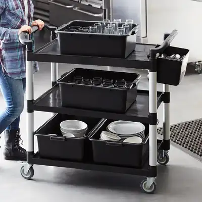 Large 3 Tier Utility Trolley - Black with BONUS BINS - 97185