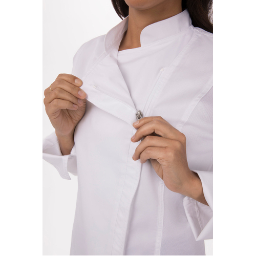 Hartford Women's Chef Jacket - White - BCWLZ005-WHT-XS - BCWLZ005-WHT-XS