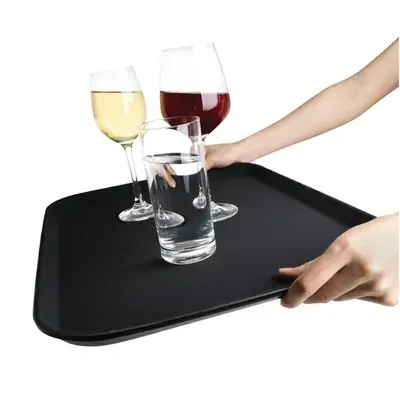 Olympia Kristallon Rectangular Tray Black Anti-Slip Plastic 380x510mm - C560