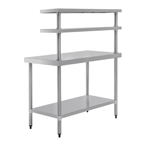 Vogue Table with Gantry Shelf St/St - 1500x 1200x600mm - CC359