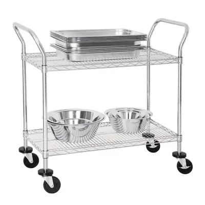 Vogue 2 tier Chrome Wire Trolley 910x457x960mm - CC430