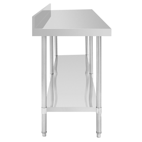 Vogue Premium Stainless Steel Table with Splashback 2400x600x900mm - DA343
