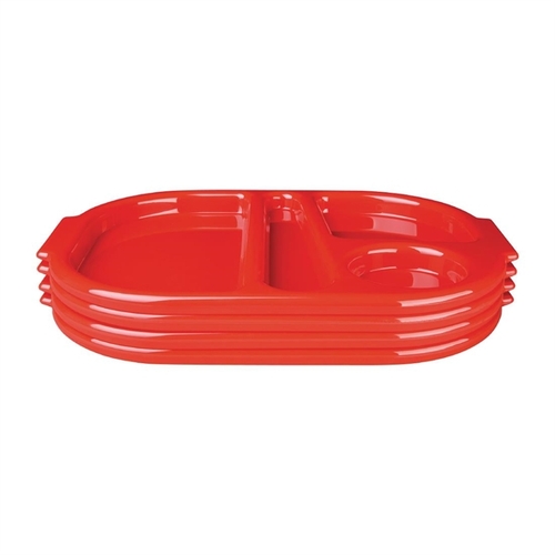 Olympia Kristallon Food Compartment Tray Small Red (Pack 10) - DL126