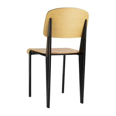 Bolero Wooden Dining Chairs with Black Steel Frame (Pack of 4) - DM338