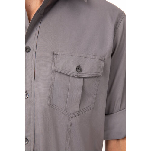 Chef Works Pilot Shirt - DPDS-GRY-S - DPDS-GRY-S