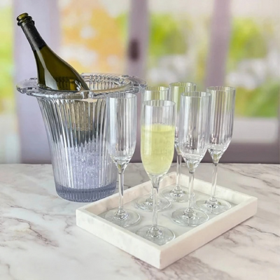 D-Still Bamboo Champagne Bucket 3.8L W/ 6 Flutes 145ml - DSS142K