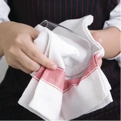 Heavy Duty Tea Towel 760x510mm Red Border - E915
