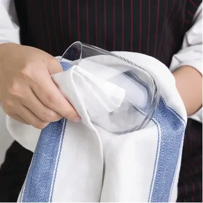 Heavy Duty Tea Towel 760x510mm Blue Border - E918