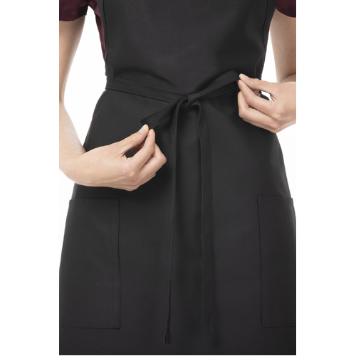 Two Patch Pocket Bib Apron - Black - F53-BLK - F53-BLK