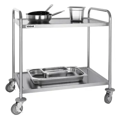 Vogue 2 Tier Clearing Trolley Stainless Steel 860x535x930mm - F998