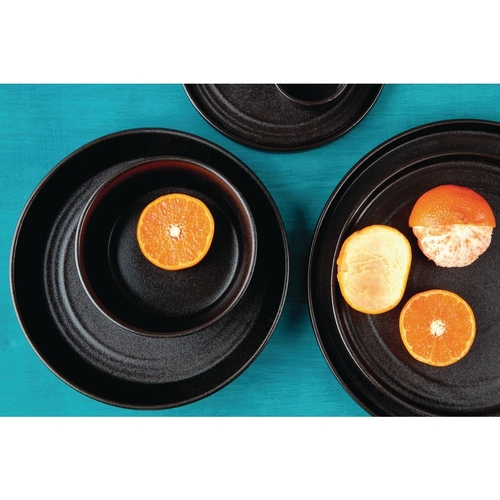 Olympia Cavolo Textured Black Flat Round Plate 180mm (Box of 6) - FD908