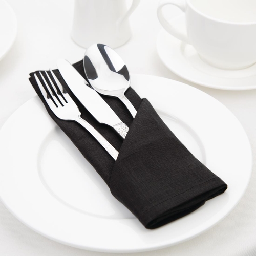 Olympia Linen Table Napkin 400x400mm Black (Pack of 12) - FW697